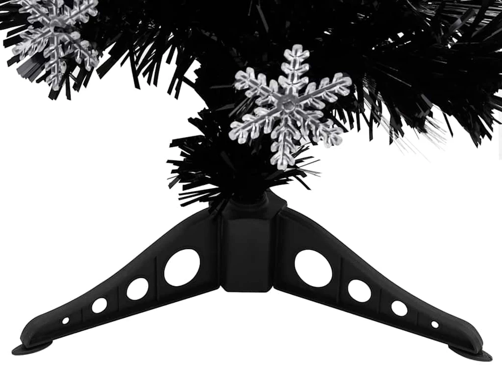 Kalėdų eglutė su LED snaigėmis, juoda, 64cm, optinis pluoštas