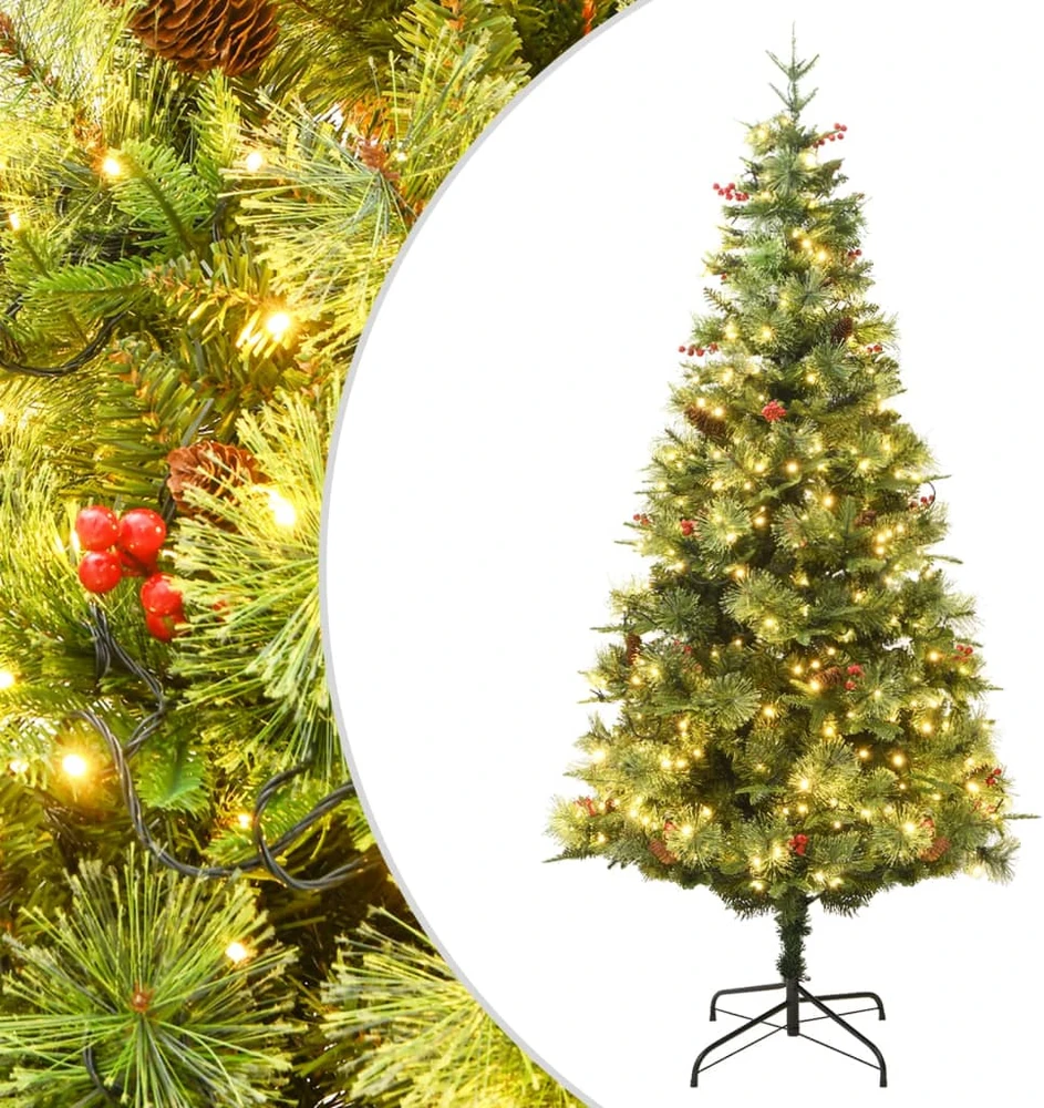 Kalėdų eglutė su pušies kankorėžiais, žalia, 120cm, PVC su PE