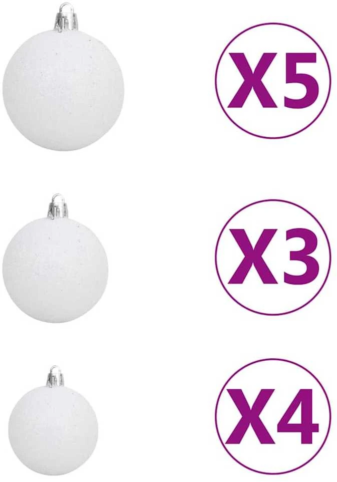 Kalėdų eglutė su šarnyrinėmis šakomis/LED/žaisliukais, 150cm