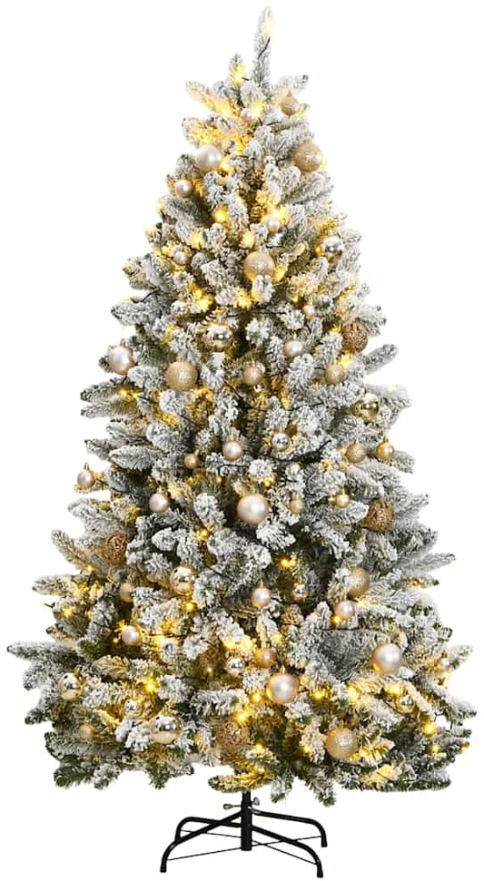 Kalėdų eglutė su šarnyrinėmis šakomis/LED/žaisliukais, 180cm