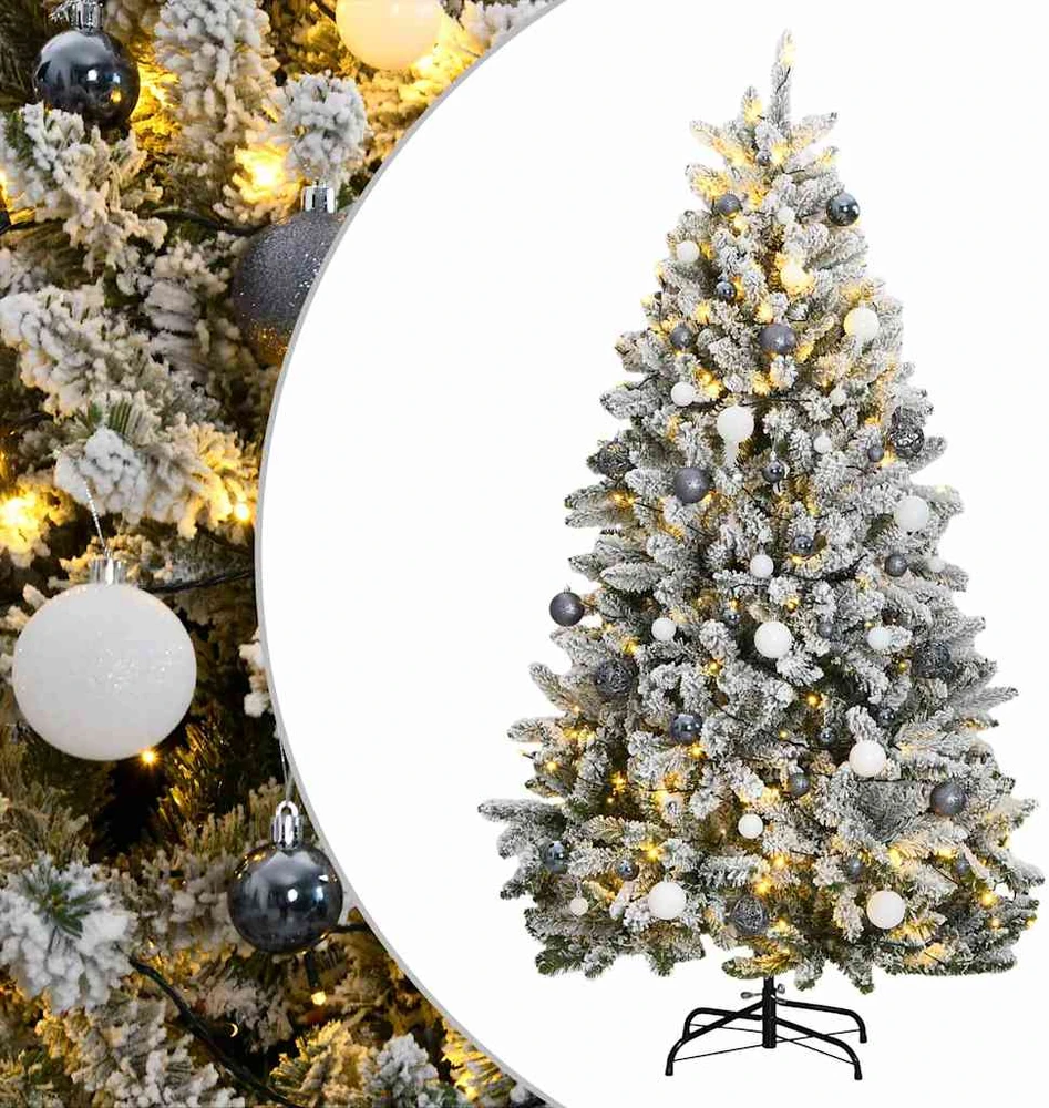 Kalėdų eglutė su šarnyrinėmis šakomis/LED/žaisliukais, 180cm