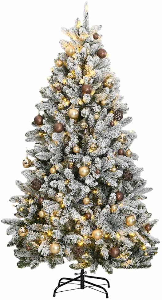 Kalėdų eglutė su šarnyrinėmis šakomis/LED/žaisliukais, 270cm