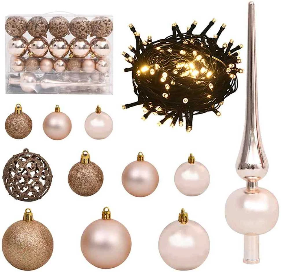 Kalėdų eglutė su šarnyrinėmis šakomis/LED/žaisliukais, 150cm