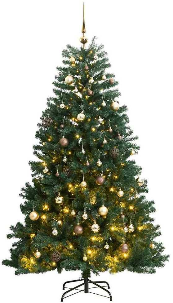 Kalėdų eglutė su šarnyrinėmis šakomis/LED/žaisliukais, 240cm