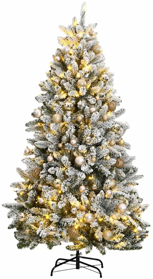 Kalėdų eglutė su šarnyrinėmis šakomis/LED/žaisliukais, 300cm