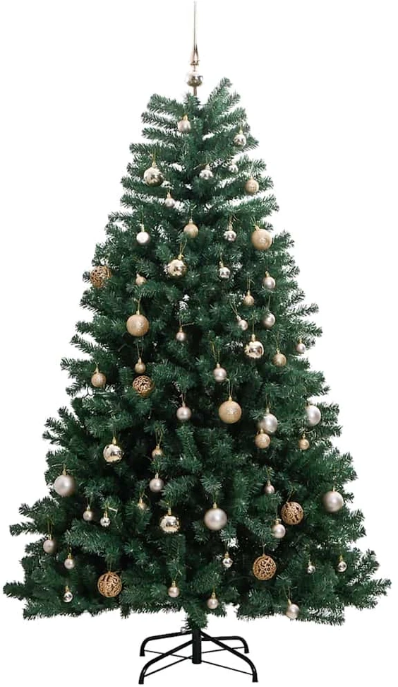 Kalėdų eglutė su šarnyrinėmis šakomis/LED/žaisliukais, 210cm