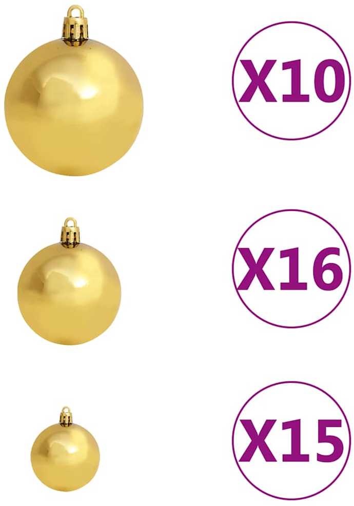 Kalėdų eglutė su šarnyrinėmis šakomis/LED/žaisliukais, 180cm