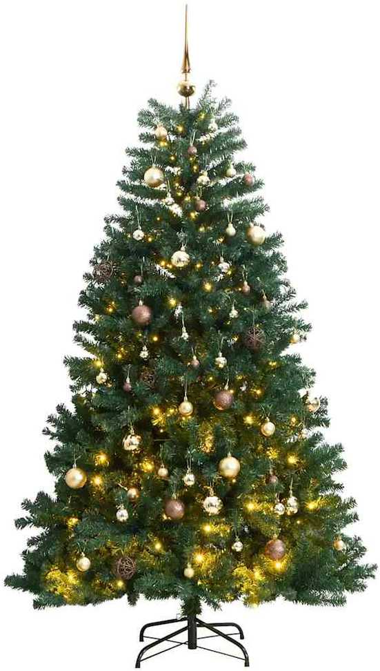 Kalėdų eglutė su šarnyrinėmis šakomis/LED/žaisliukais, 180cm