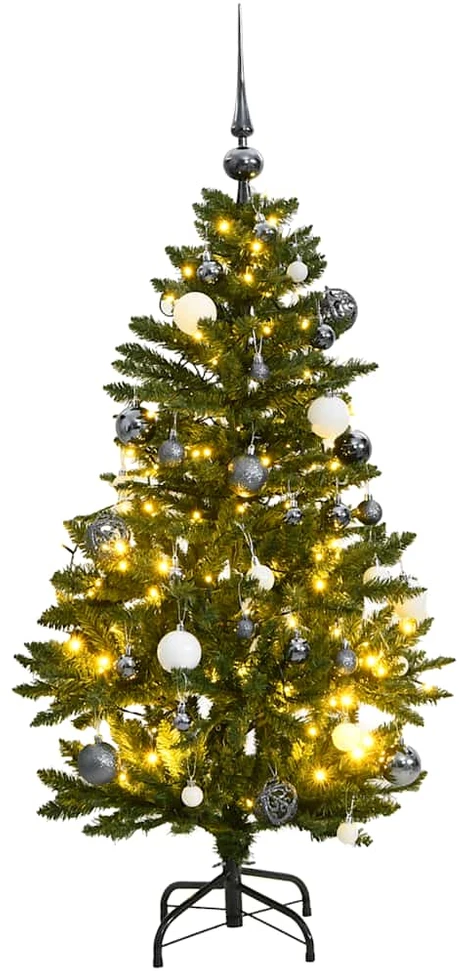 Kalėdų eglutė su šarnyrinėmis šakomis/LED/žaisliukais, 150cm