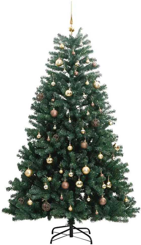 Kalėdų eglutė su šarnyrinėmis šakomis/LED/žaisliukais, 210cm