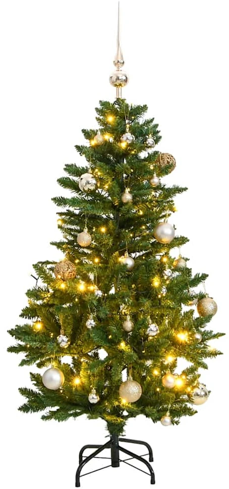 Kalėdų eglutė su šarnyrinėmis šakomis/LED/žaisliukais, 150cm