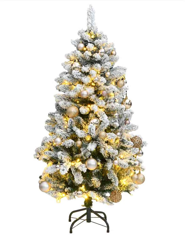 Kalėdų eglutė su šarnyrinėmis šakomis/LED/žaisliukais, 150cm