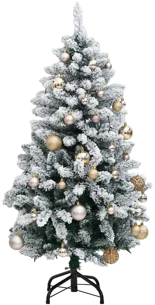 Kalėdų eglutė su šarnyrinėmis šakomis/LED/žaisliukais, 150cm