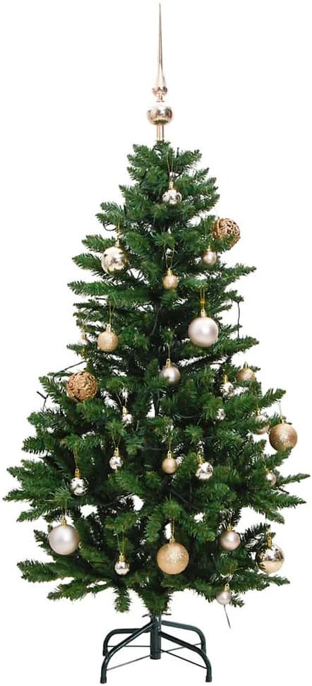 Kalėdų eglutė su šarnyrinėmis šakomis/LED/žaisliukais, 150cm