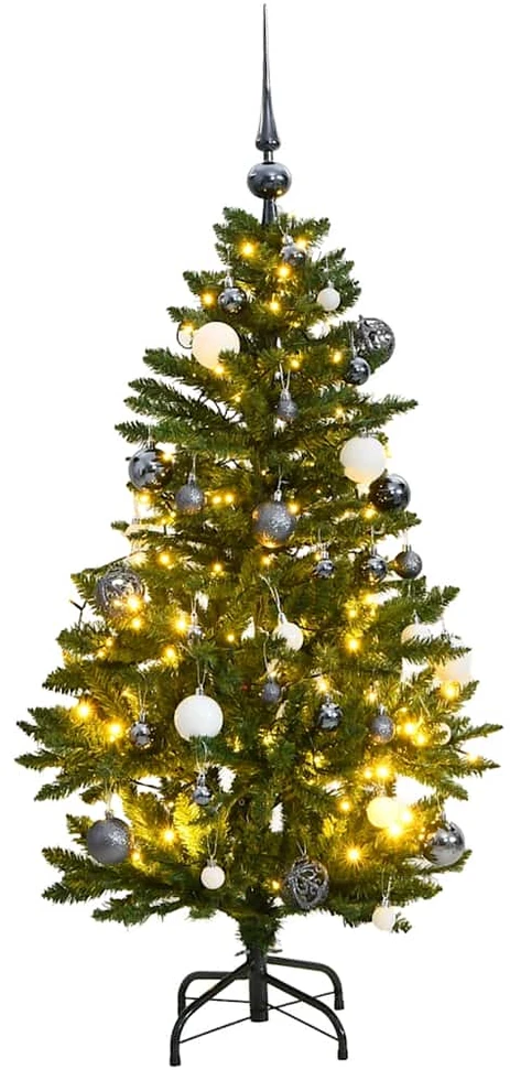 Kalėdų eglutė su šarnyrinėmis šakomis/LED/žaisliukais, 120cm