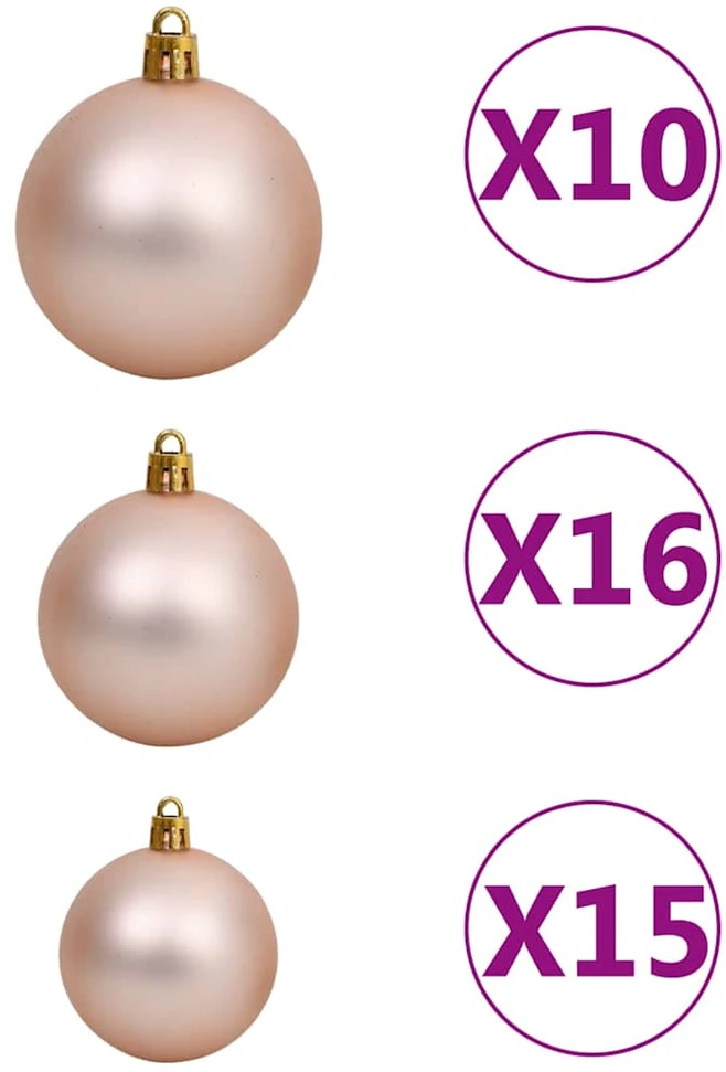 Kalėdų eglutė su šarnyrinėmis šakomis/LED/žaisliukais, 210cm