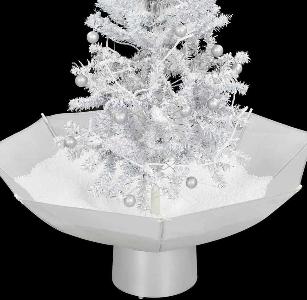 Kalėdų eglutė su sniego fun. ir skėč. form. pagr., balta, 75cm
