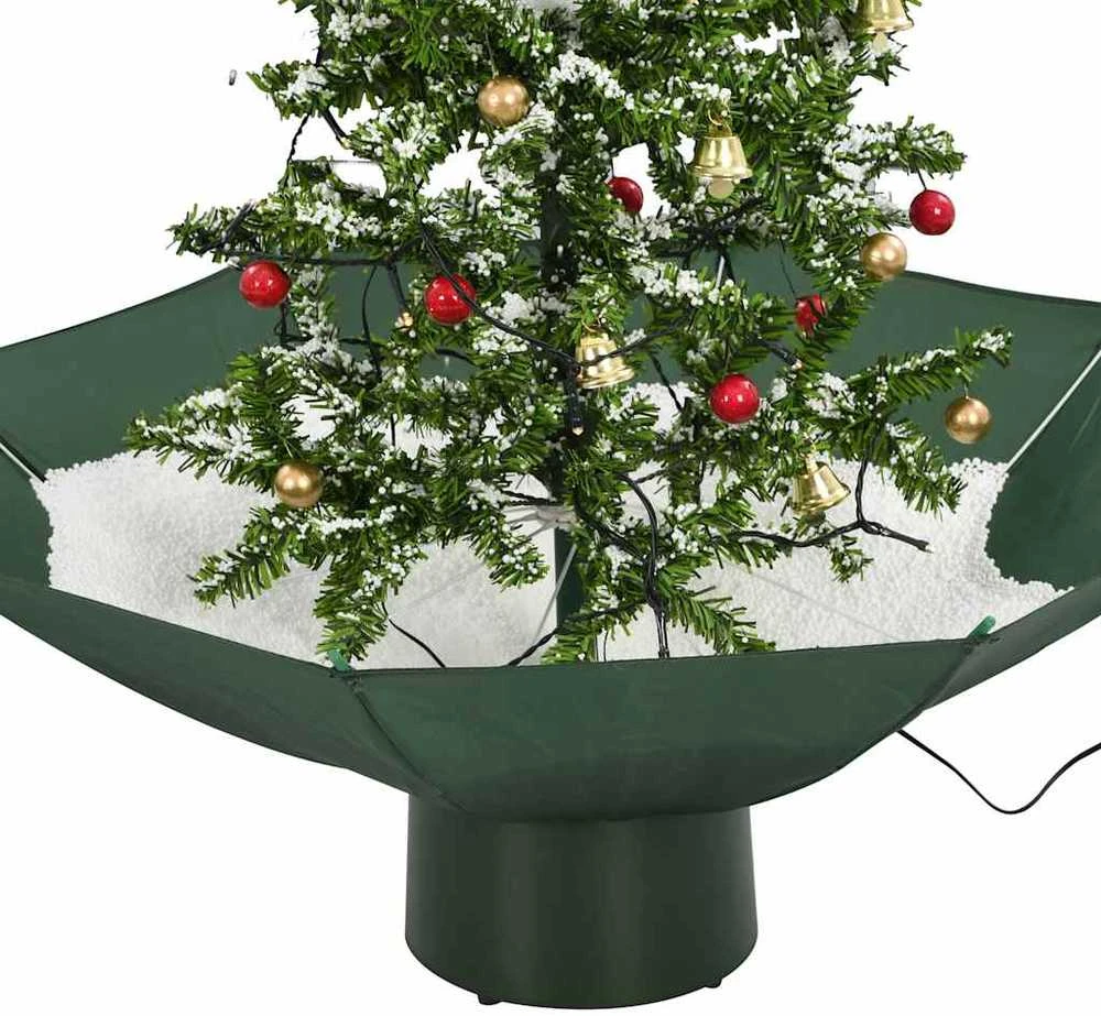 Kalėdų eglutė su sniegu ir skėčio formos pagrindu, žalia, 75cm