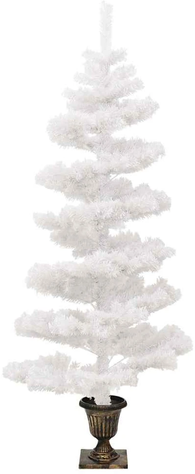 Kalėdų eglutė su vazonu, balta, 120cm, PVC, spiralės formos