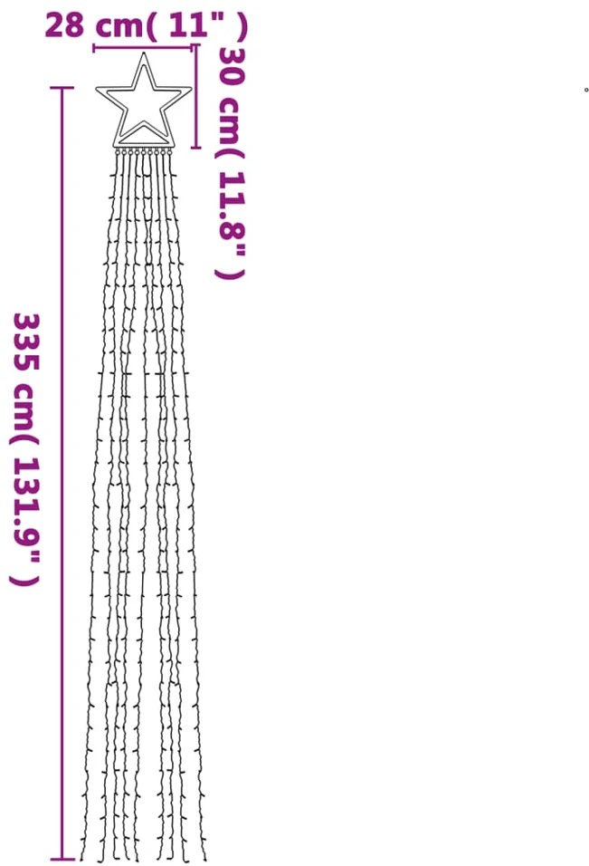 Kalėdų eglutės girlianda, šalta balta, 375cm, 320 LED lempučių