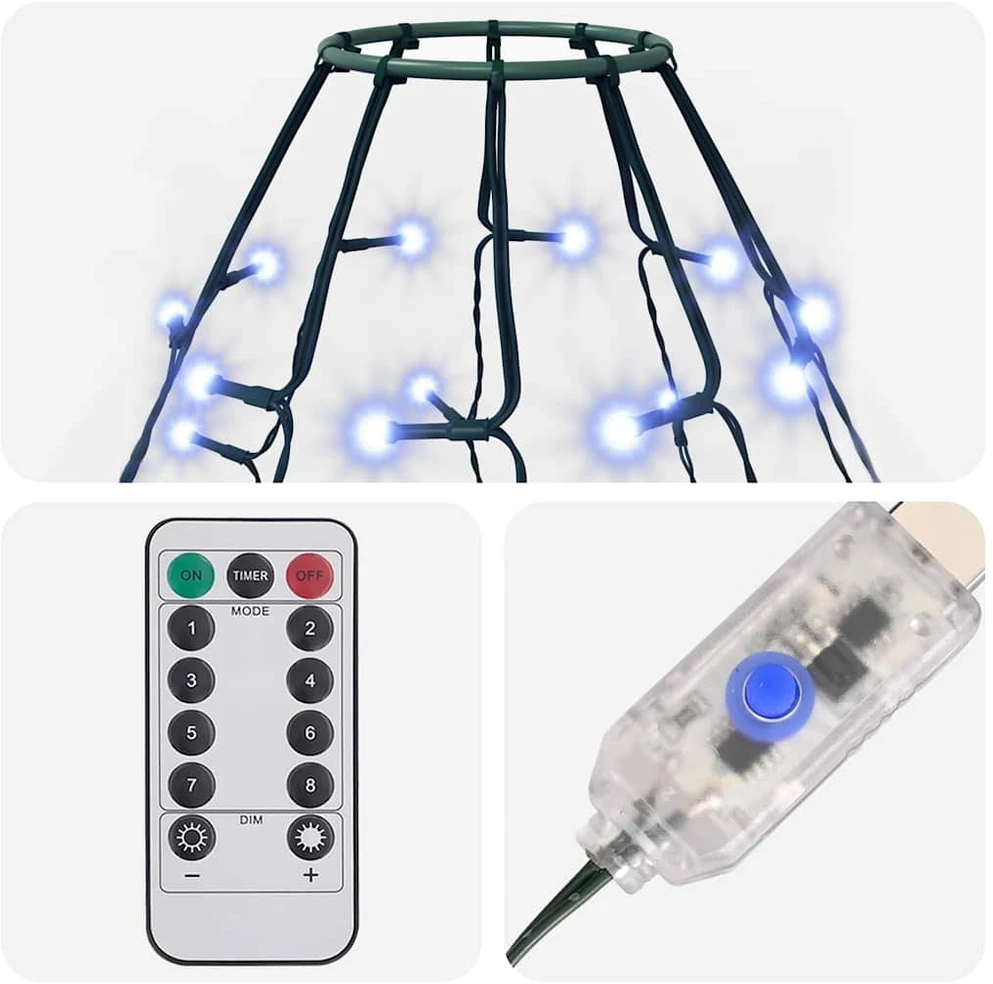 Kalėdų eglutės girlianda su 150 mėlynų LED lempučių, 150cm