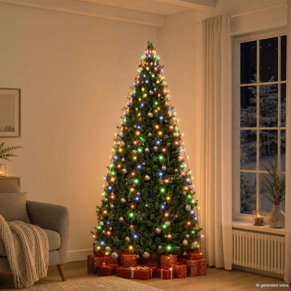 Kalėdų eglutės girlianda su 250 spalvotų LED lempučių, 250cm