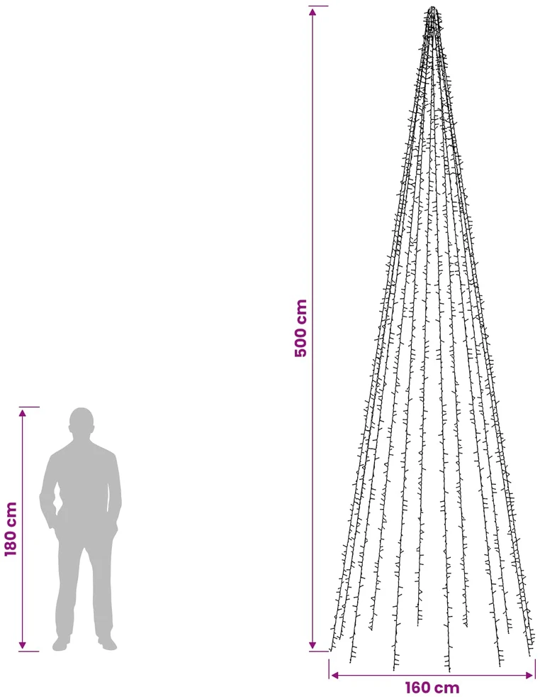 Kalėdinės eglutės lemputės su 12 LED 2004 LED Šilta balta