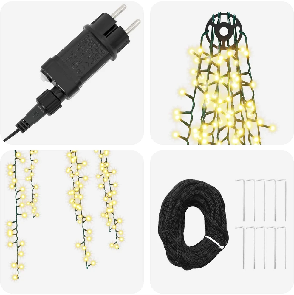 Kalėdinės eglutės girliandos su 10 LED 1550 LED Šilta balta