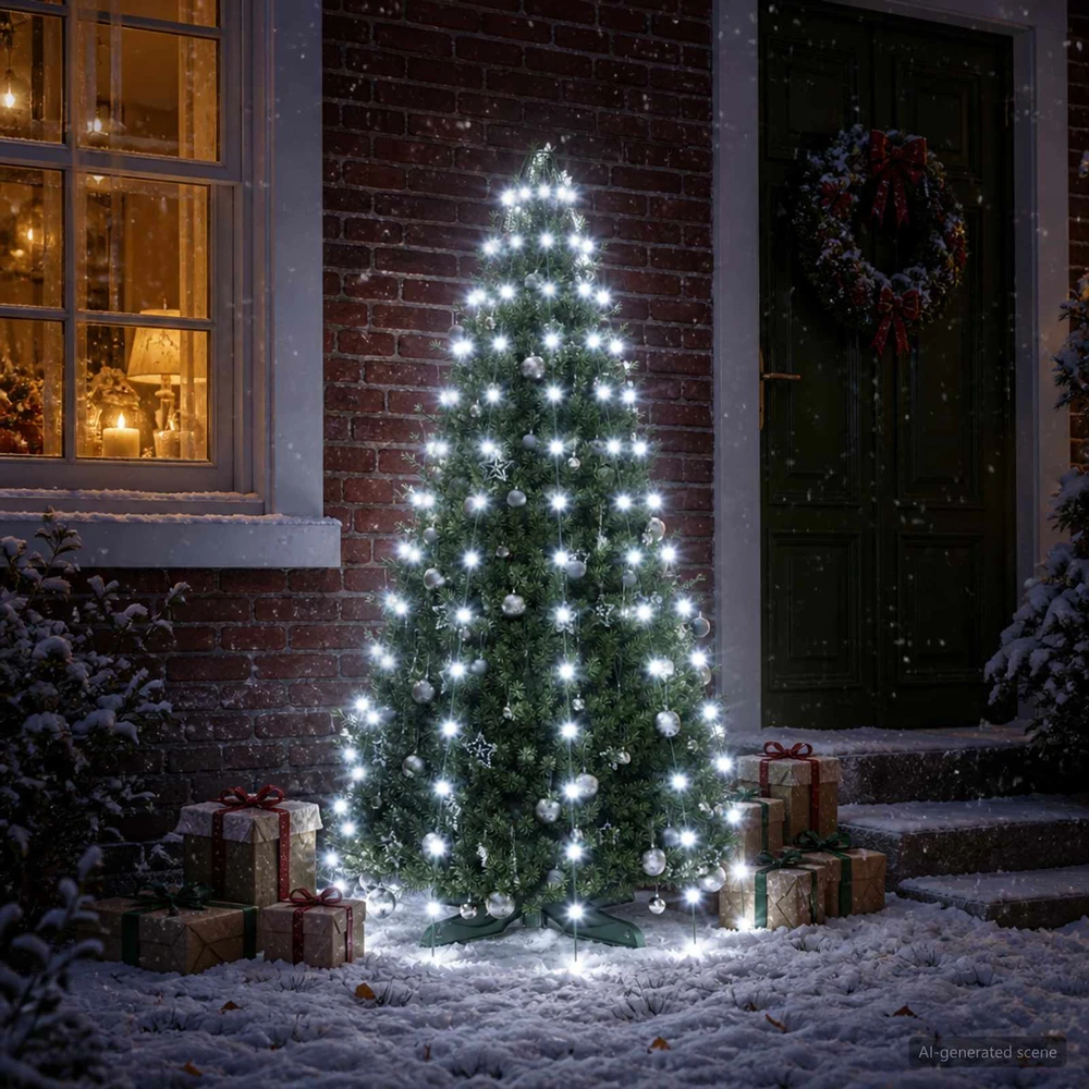 Kalėdų eglutės lemputės 150 LED Šalta balta 150 cm