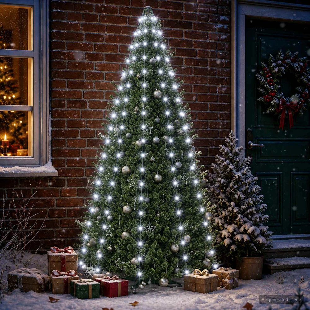 Kalėdų eglutės lemputės 210 LED Šalta balta 210 cm