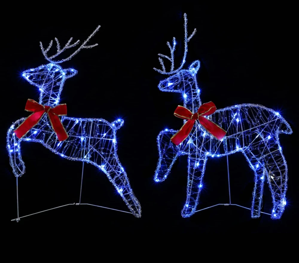 Kalėdų elnias 2 vnt. 40 LED Mėlyna 43 x 19 x 65 cm