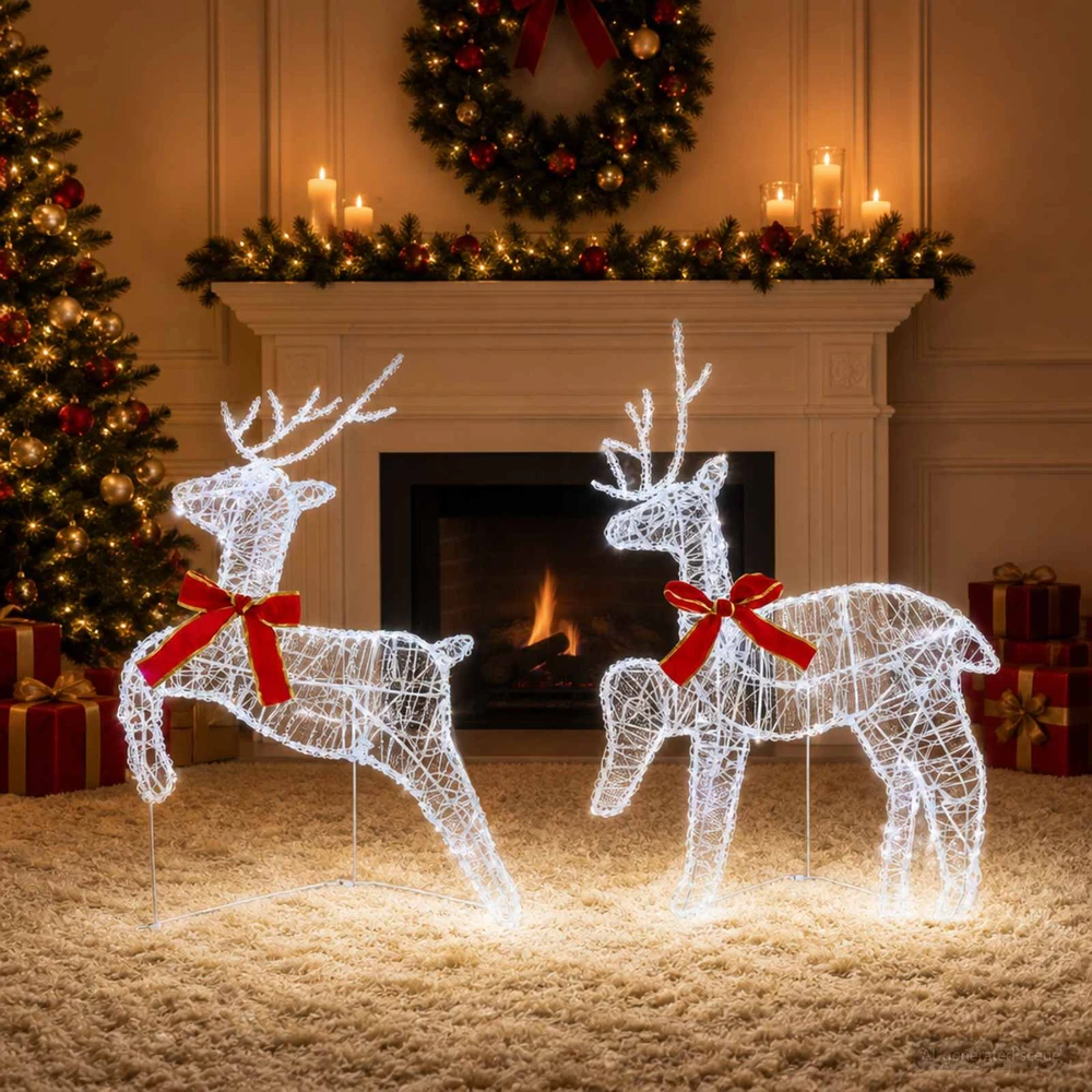 Kalėdų elnias 2 vnt. 40 LED Šalta balta 43 x 19 x 65 cm