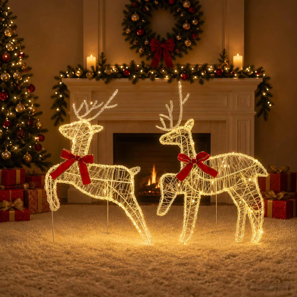 Kalėdų elnias 2 vnt. 40 LED Šilta balta 43 x 19 x 65 cm