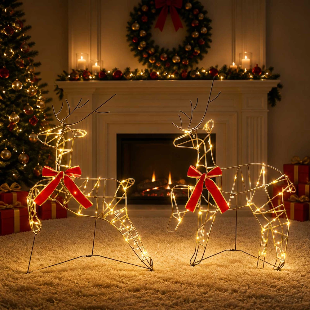 Kalėdų elnias 2 vnt. 90 LED Šilta balta