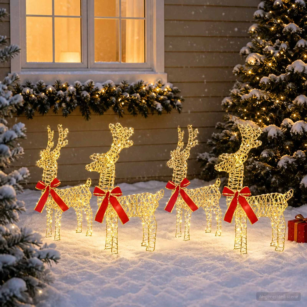 Kalėdų elnias 4 vnt. 160 LED Šilta balta 33 x 12 x 55 cm