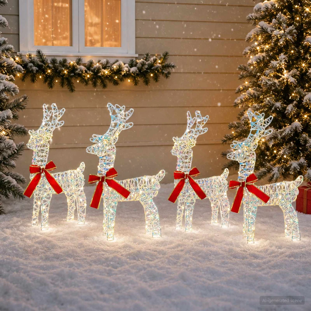 Kalėdų elnias 4 vnt. 160 LED Šilta balta 33 x 12 x 55 cm