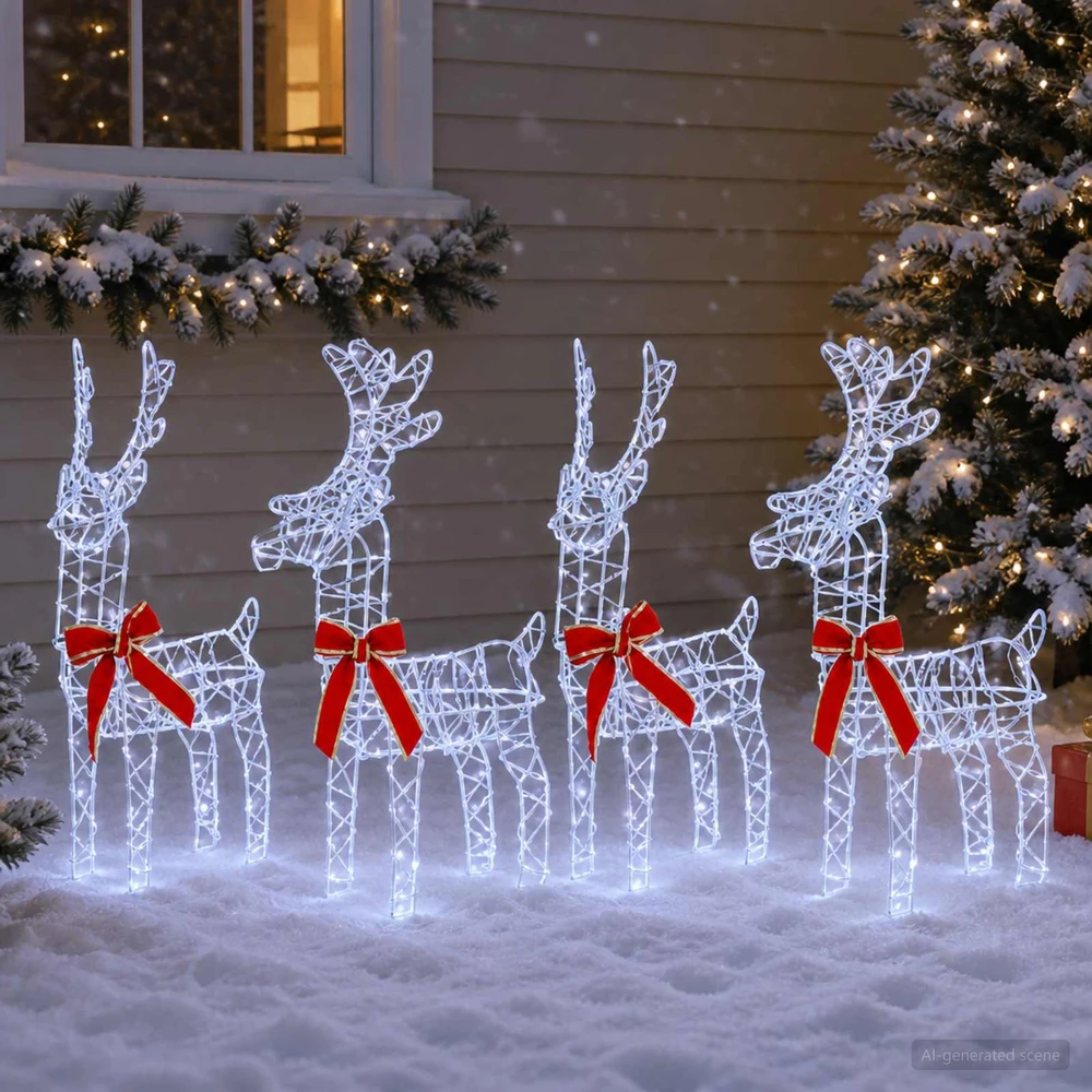 Kalėdų elnias 4 vnt. 360 LED Šalta balta 33 x 12 x 55 cm