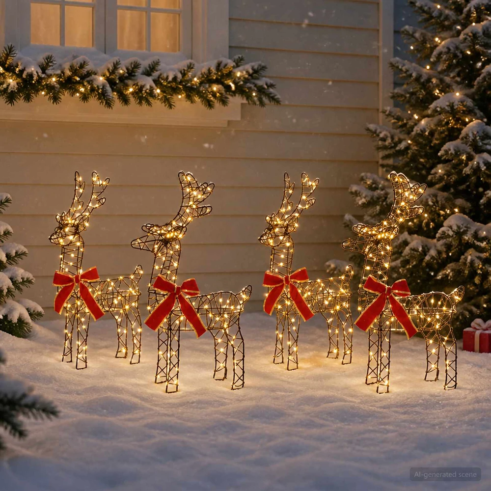 Kalėdų elnias 4 vnt. 360 LED Šilta balta 33 x 12 x 55 cm