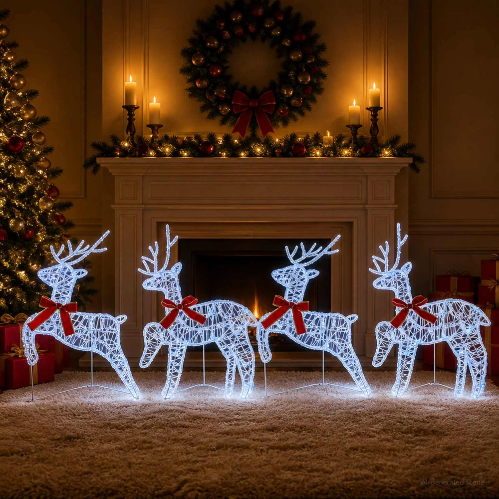 Kalėdų elnias 4 vnt. 80 LED Mėlyna 43 x 19 x 65 cm
