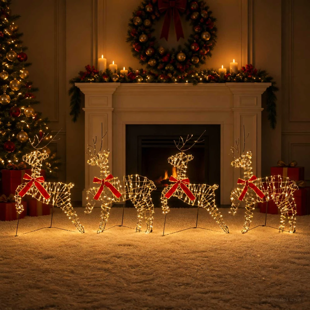 Kalėdų elnias 4 vnt. 80 LED Šilta balta 43 x 19 x 65 cm