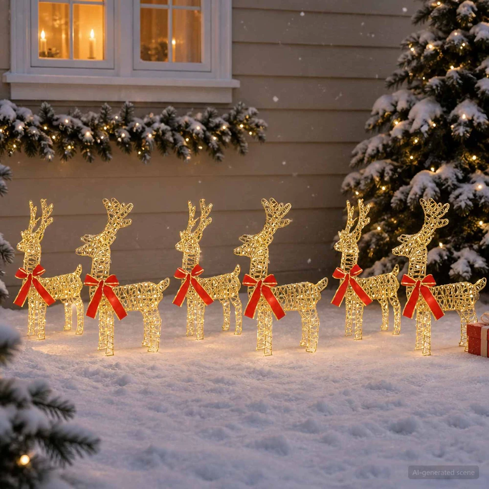 Kalėdų elnias 6 vnt. 160 LED Šilta balta 33 x 12 x 55 cm