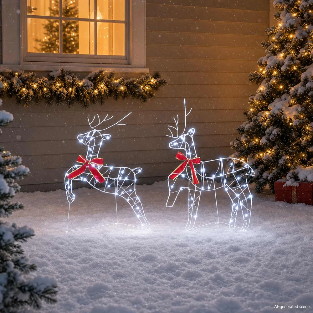 Kalėdų elnias 6 vnt. 270 LED Šalta balta