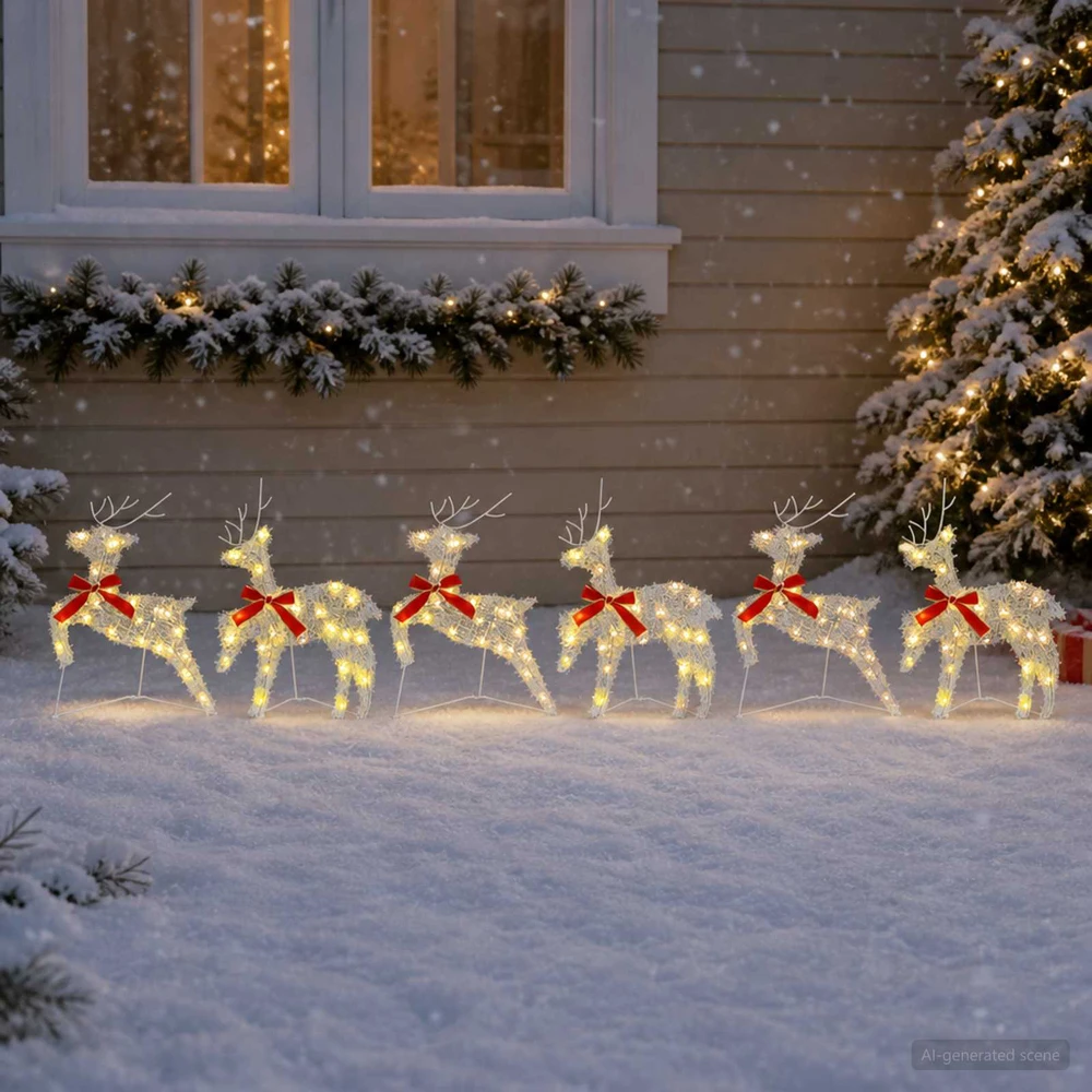 Kalėdų elnias 6 vnt. 80 LED Šilta balta 43 x 19 x 65 cm