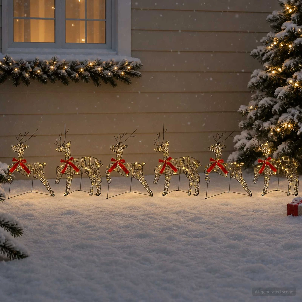Kalėdų elnias 6 vnt. 80 LED Šilta balta 43 x 19 x 65 cm