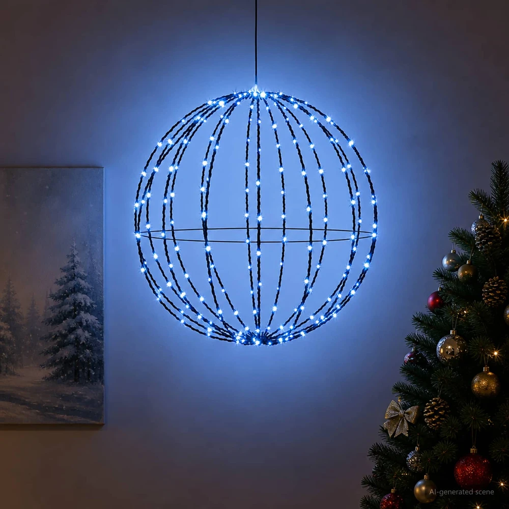 Kalėdų finialo šviesa 192 LED Mėlyna Skersmuo 60 x 63 cm