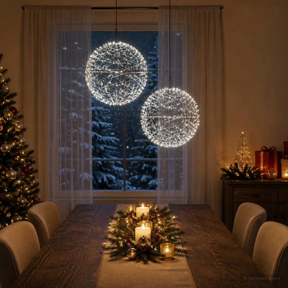 Kalėdų finialo šviesa 2 vnt. 1000 LED Šalta balta Ø 40 x 42 cm