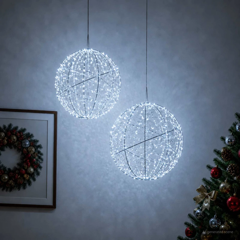 Kalėdų finialo šviesa 2 vnt. 1500 LED Šalta balta Ø 50 x 52 cm