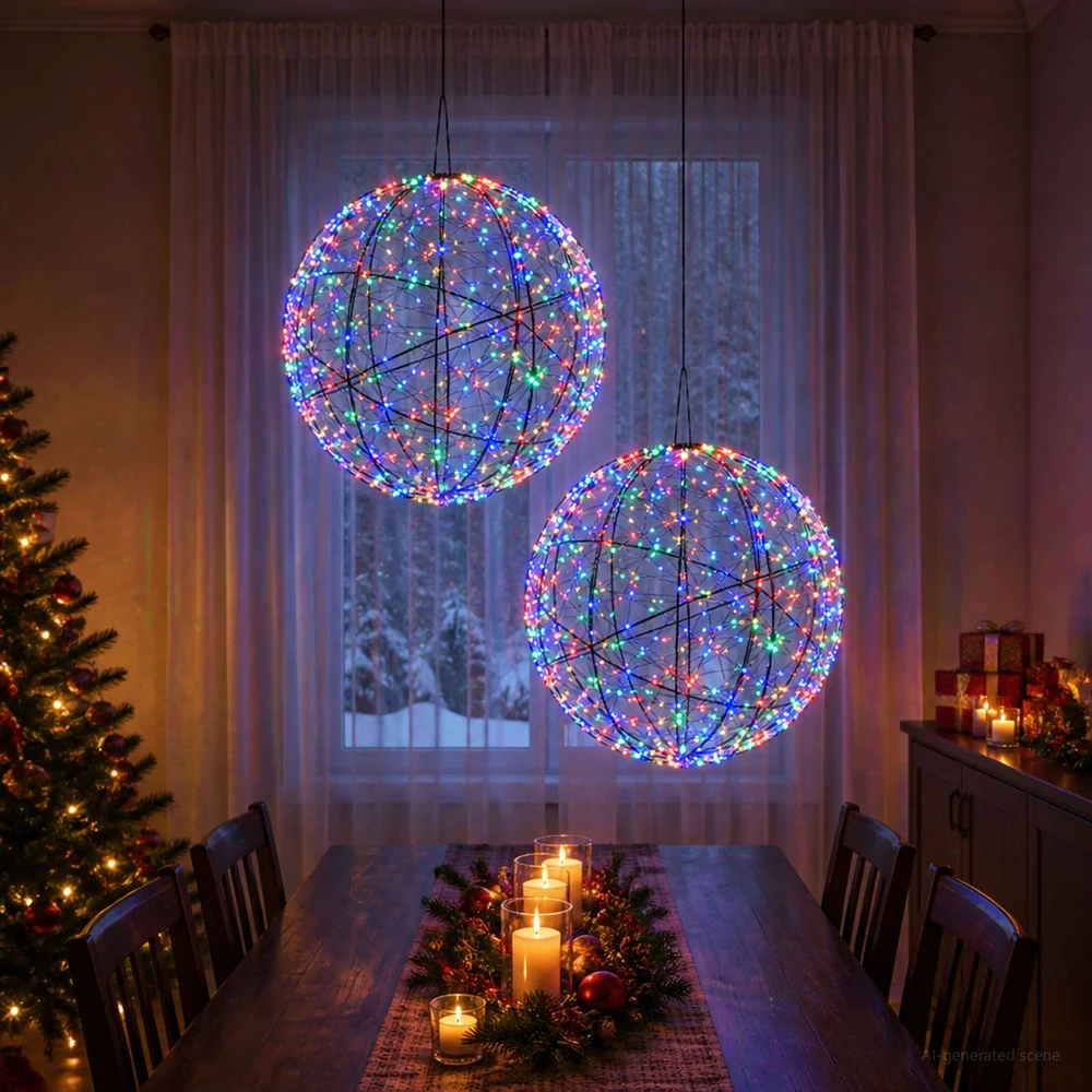 Kalėdų finialo šviesa 2 vnt. 1900 LED Įvairių spalvų