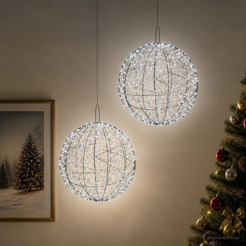 Kalėdų finialo šviesa 2 vnt. 1900 LED Šalta balta Ø 60 x 63 cm