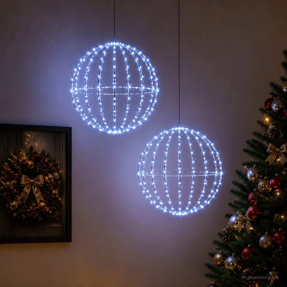 Kalėdų finialo šviesa 2 vnt. 192 LED Mėlyna Skersmuo 30 x 32 cm